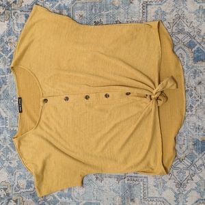 Cable & Gauge mustard yellow, button down, tie front top
